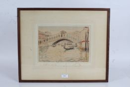 William Bernard Reid (exhibited 1913-1938), the Rialto Bridge Venice, signed watercolour, housed