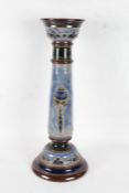 Royal Doulton Art Nouveau jardeniere stand, with stylised blue flowers, 70cm tall