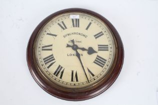 Synchronome Electric clock, London, housed in a mahogany case, the dial with roman numerals, 38cm