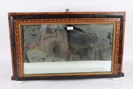 Victorian walnut and inlaid over mantel mirror, having rectangular glass plate within an inlaid