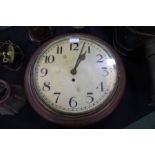 19th century mahogany cased wall clock, the dial with arabic numerals, single train fusee