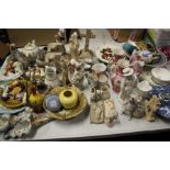 Large quantity of Victorian and later porcelain, to include figures, plates, ornaments and vases (