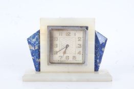 Art Deco onyx and lapis lazuli eight day clock, by The Northern Goldsmiths Company, Newcastle Upon