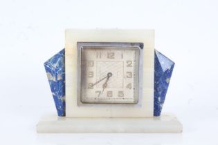 Art Deco onyx and lapis lazuli eight day clock, by The Northern Goldsmiths Company, Newcastle Upon