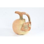 Royal Worcester porcelain jug, having curved handle and autumnal painted leaves, of bulbous form,