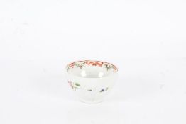 19th century Newhall porcelain tea bowl, with painted flowers, 8cm diameter