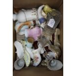Collection of porcelain and glass shoe ornaments (qty)