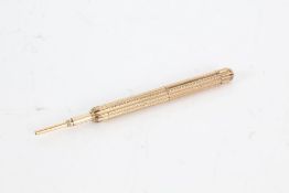 Yellow metal telescopic pencil, makers J.A.B. & Co., 9.5cm long