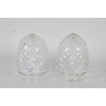 Pair of cut glass shades, each with hatched decoration, 13cm high (2)