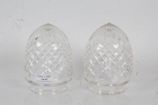 Pair of cut glass shades, each with hatched decoration, 13cm high (2)
