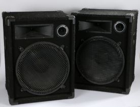Pair of Bass bin speakers with 15" sub speakers, (2)