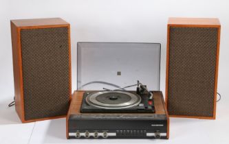 Marconiphone Music Centre with fitted Garrard Turntable and pair of speakers.