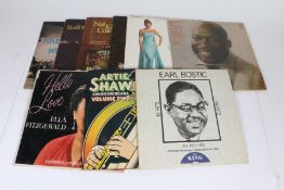 10 x Jazz/Swing LPs. Artists to include earl Bostic, Sammy Davis Jr, Nat King Cole, Aretha