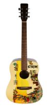 Encore EA255 electro acoustic guitar with hand painted finish.