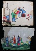 Two 19th century Chinese figural polychrome pith paper paintings, unframed and a/f (2)