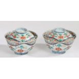 Pair of Chinese porcelain pots and covers, Ming Dynasty fur character mark but later, the bodies