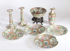 A collection of Chinese Canton porcelain, all decorated in the typical manner, to include a pair