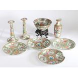 A collection of Chinese Canton porcelain, all decorated in the typical manner, to include a pair