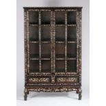 Chinese 19th Century ebony and mother of pearl cabinet, Qing Dynasty, the rectangular top above