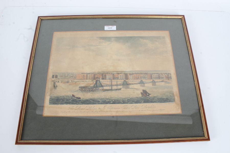 19th century coloured engraving, "The Royal Palace and Suspension Chain Pier, Brighton", published