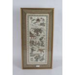 Chinese Qing Dynasty needlework silk panel, decorated with a landscape scene with two figures,