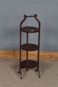 Edwardian mahogany and inlaid folding cake stand