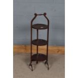 Edwardian mahogany and inlaid folding cake stand