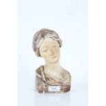 20th century plaster bust, in the form of a lady with tied back hair, unmarked, 20cm high