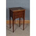 George III style mahogany veneered side table, the rectangular top above two long drawers, raised on
