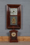 19th century American wall clock, by E.N.Welch of Forestville, and a wooden cased mantel clock (2)