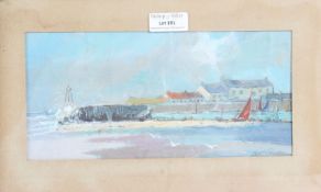 English School, seascape study, gouache, signed to bottom right, housed in a contemporary glazed