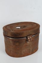Tin hat box, with hinged lid, 42cm wide, and one other smaller, 27.5cm wide (2)