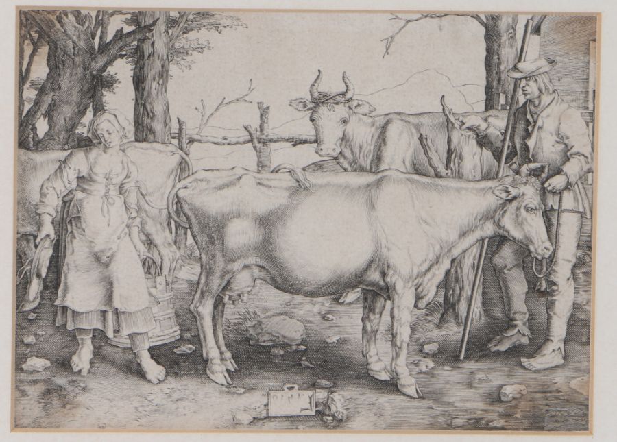 After Lucas van Leyden (1494-1533) The Milkmaid circa 1510 or later, 15cm x 11.5cm - Image 2 of 3