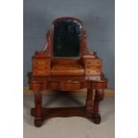 Victorian mahogany duchess dressing table, the swing mirror above an arrangement of six drawers