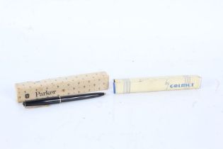 Parker "17" ball point pen, with original box, and a Golden Platignum fountain pen, in Golmet box (