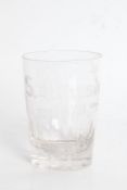 19th century glass tumbler, etched "S. Marsden 1878", 10cm tall