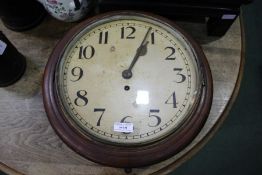 19th century mahogany cased wall clock, the dial with arabic numerals, single train fusee