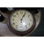 19th century mahogany cased wall clock, the dial with arabic numerals, single train fusee