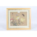 Five Chinese School paintings, all depicting butterflies and flowers, watercolours on silk, some