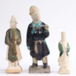 Chinese pottery "Tomb" figures, all Ming Dynasty, to include a standing figure with glazed jacket,