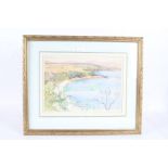 E.L.Hampshire, study of a coastline, signed pencil and watercolour, housed in a gilt glazed frame,