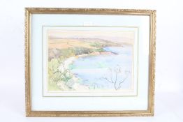 E.L.Hampshire, study of a coastline, signed pencil and watercolour, housed in a gilt glazed frame,