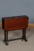 Edwardian mahogany sutherland table, with boxwood inlay, 56cm high, 63cm wide when open