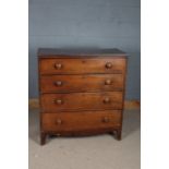 19th century mahogany and ebony strung chest of drawers, fitted four long graduating drawers