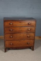 19th century mahogany and ebony strung chest of drawers, fitted four long graduating drawers