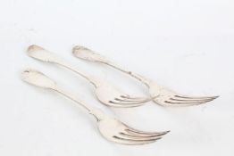 Three George IV silver table forks, London 1822, maker Sarah & John William Blake, the fiddle