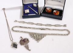 Collection of silver jewellery to include, modernist bracelet, necklace and pendant, silver and