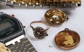 Collection of jewellery to include 9 carat gold dress ring AF, wristwatches Casio Timex Rotary