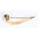 An 18th century George III good luck charm brooch. Made from half an ivory wishbone mounted in