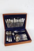 Canteen of Sheffield silver plated and stainless steel cutlery, housed in a mahogany box